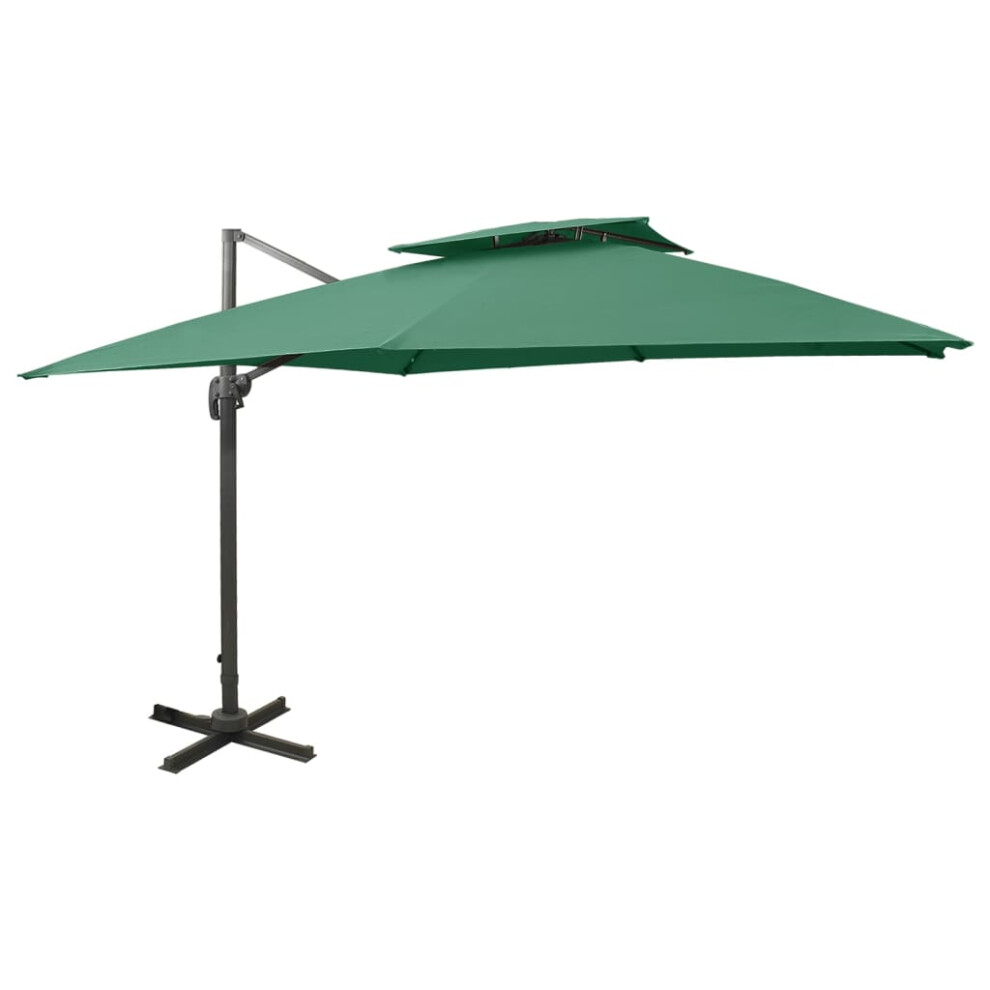 (green, 300 x 300 cm) vidaXL Cantilever Umbrella with Double Top Garden Sunshade Outdoor Parasol