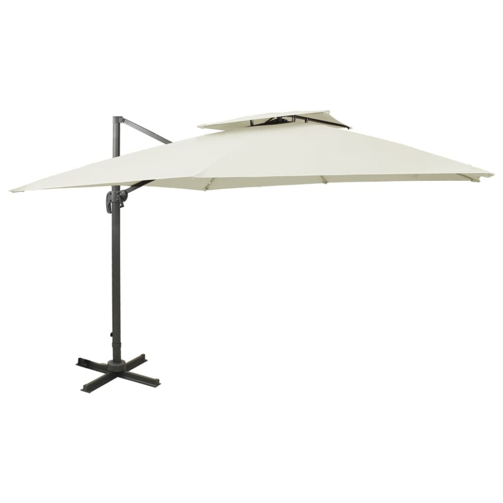 Vidaxl (Sand, 300 X 300 Cm) Cantilever Umbrella With Double Top Garden Sunshade Outdoor Parasol