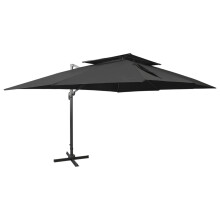(black, 300 x 400 cm) vidaXL Cantilever Umbrella with Double Top Garden Sunshade Outdoor Parasol
