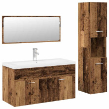(old wood) vidaXL Bathroom Furniture Set Chipboard Wall Mirror Multi Sizes Multi Colors