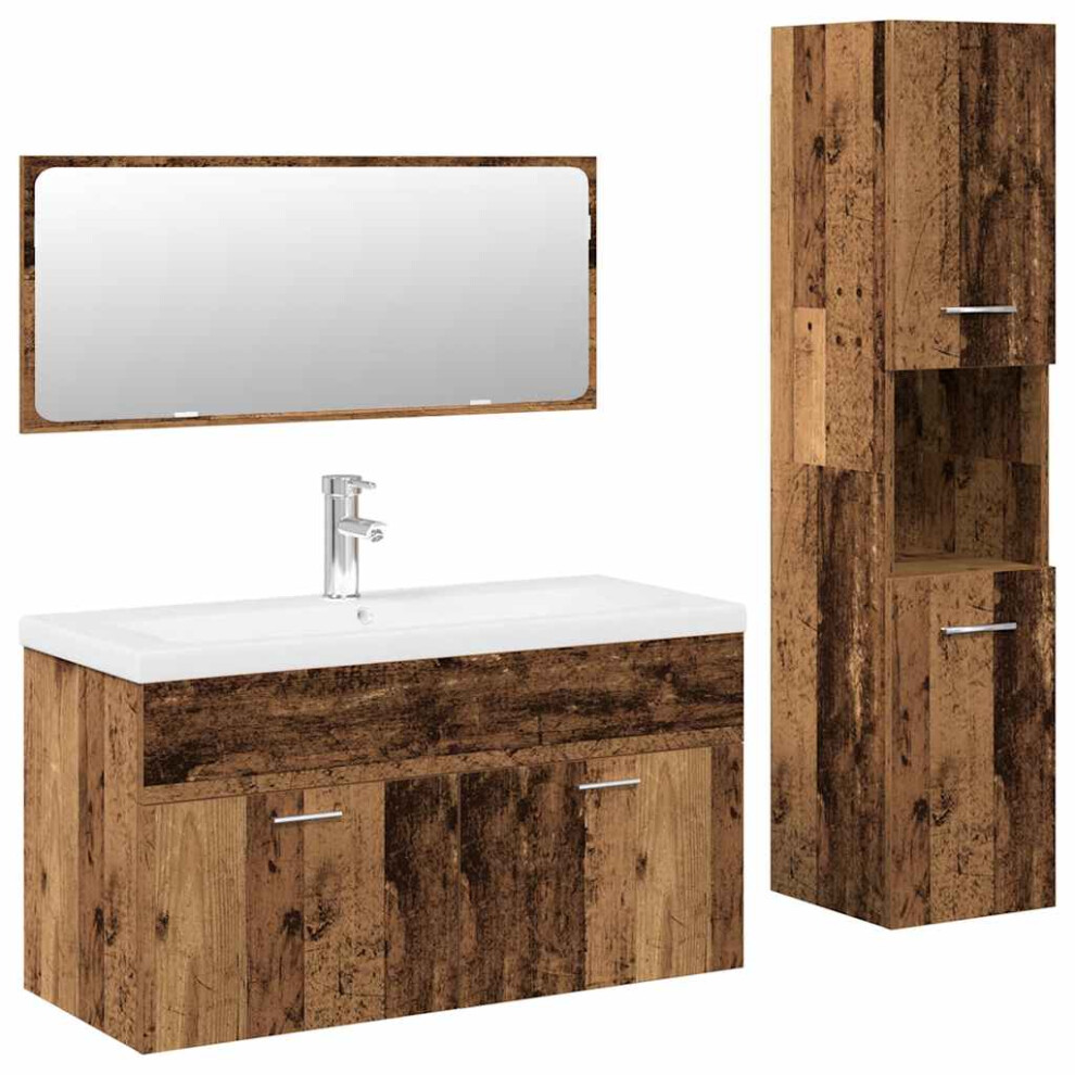 Vidaxl (Old Wood) Bathroom Furniture Set Chipboard Wall Mirror Multi Sizes Multi Colors