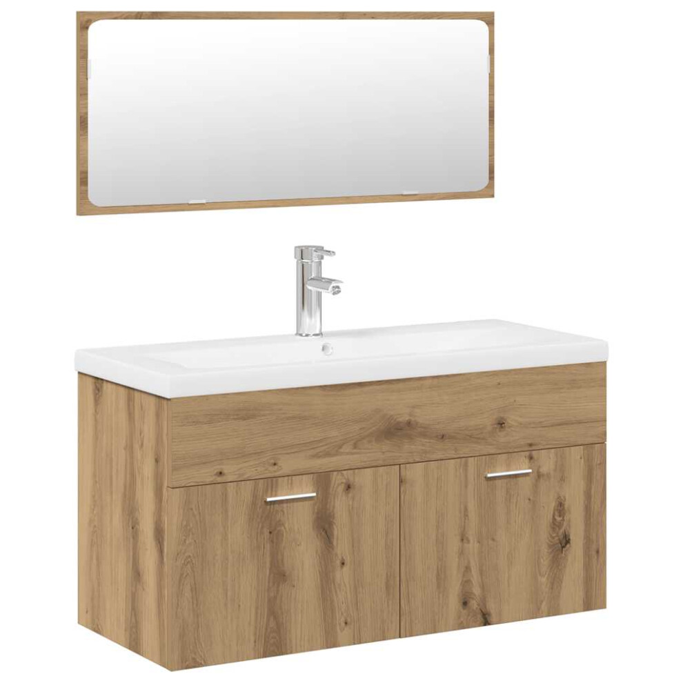 Vidaxl (Artisan Oak) Bathroom Furniture Set Chipboard Wall Mirror Multi Sizes Multi Colors
