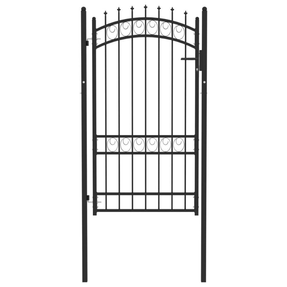 Vidaxl (Black, 100 X 175 Cm) Fence Gate With Spikes Steel Garden Barrier Green/Black Multi Sizes