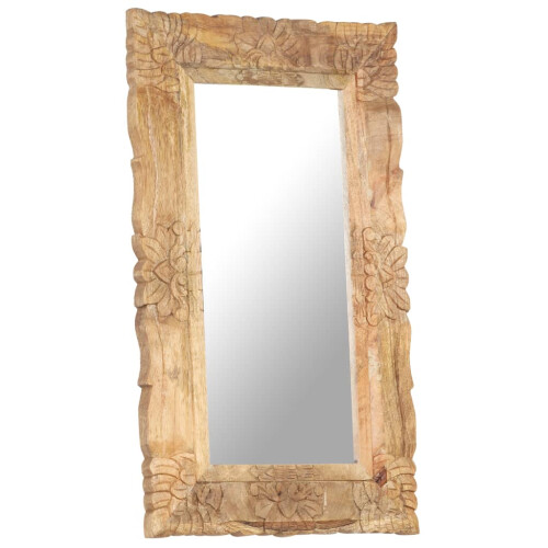 VidaXL (brown) vidaXL Mirror Hanging Wall-Mounted Mirror Hall Makeup Mirror Solid Mango Wood 1
