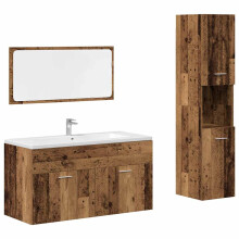 (old wood) vidaXL Bathroom Furniture Set Chipboard Wall Mirror Multi Sizes Multi Colors