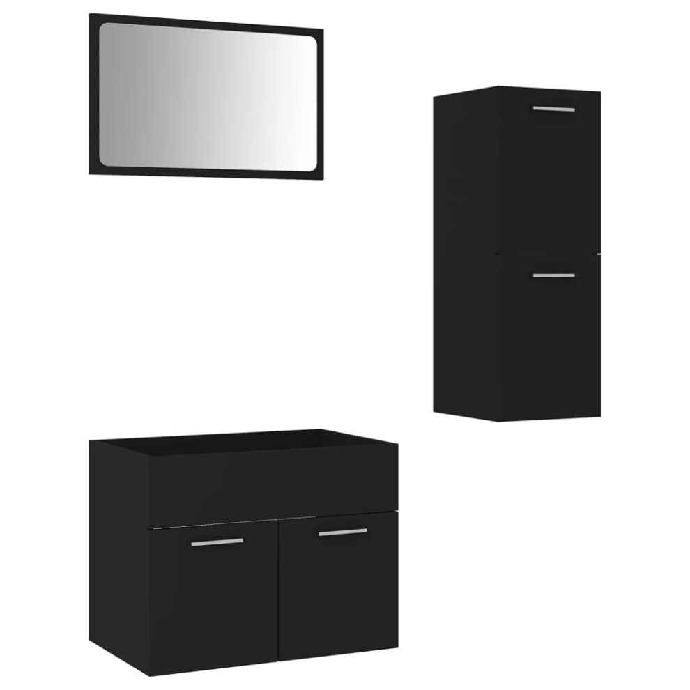 (black) vidaXL Bathroom Furniture Set Chipboard Wall Mirror Multi Sizes Multi Colors