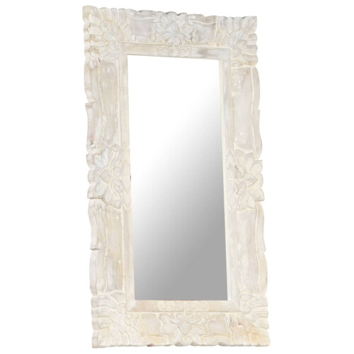 VidaXL (white) vidaXL Mirror Hanging Wall-Mounted Mirror Hall Makeup Mirror Solid Mango Wood 1