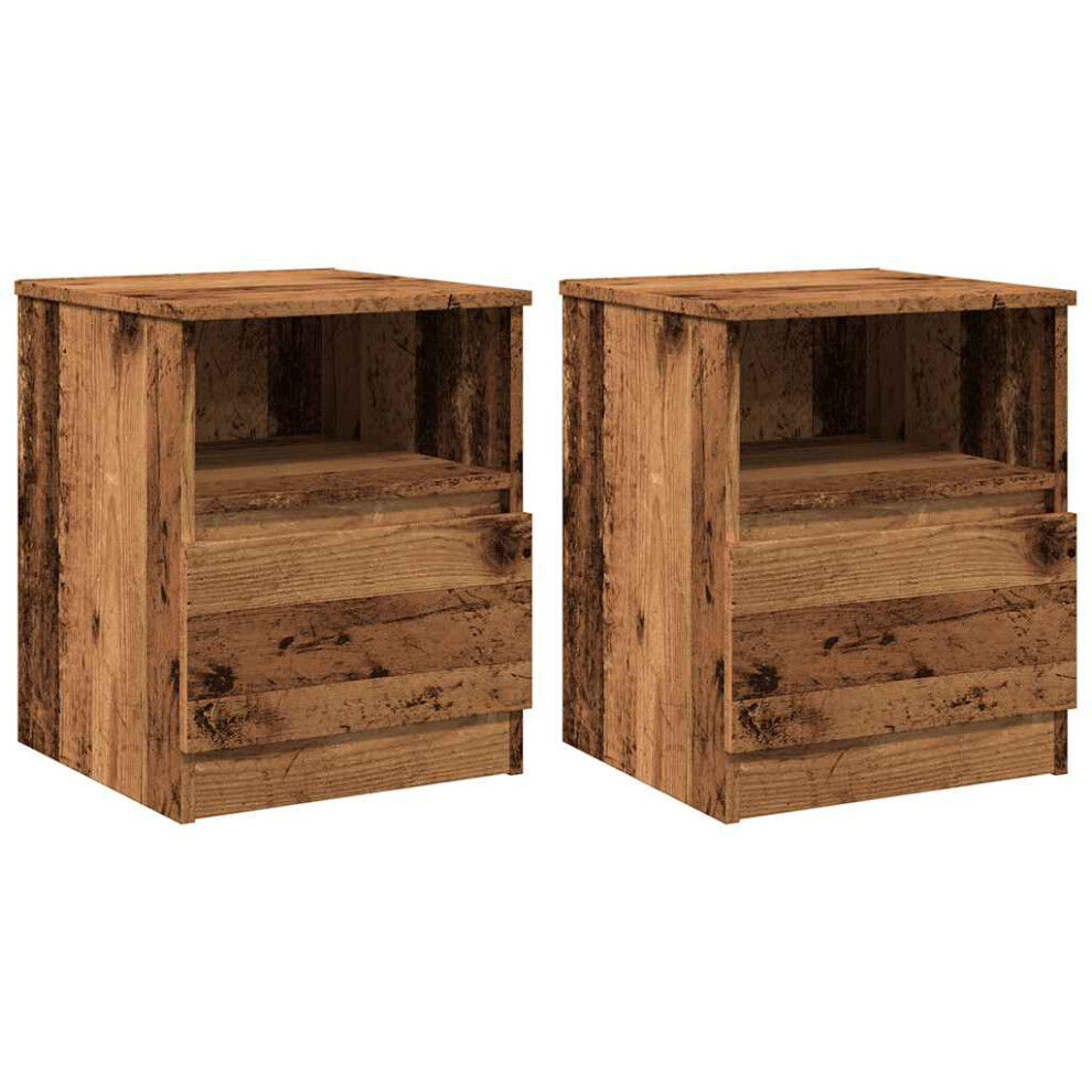 (old wood, 2 pcs) vidaXL Bed Cabinet Nightstand Side Table Storage Bed Table Engineered Wood