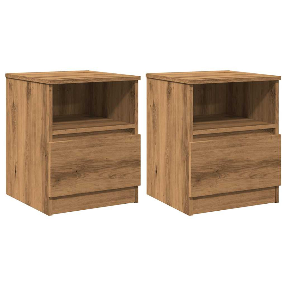Vidaxl (Artisan Oak, 2 Pcs) Bed Cabinet Nightstand Side Table Storage Bed Table Engineered Wood