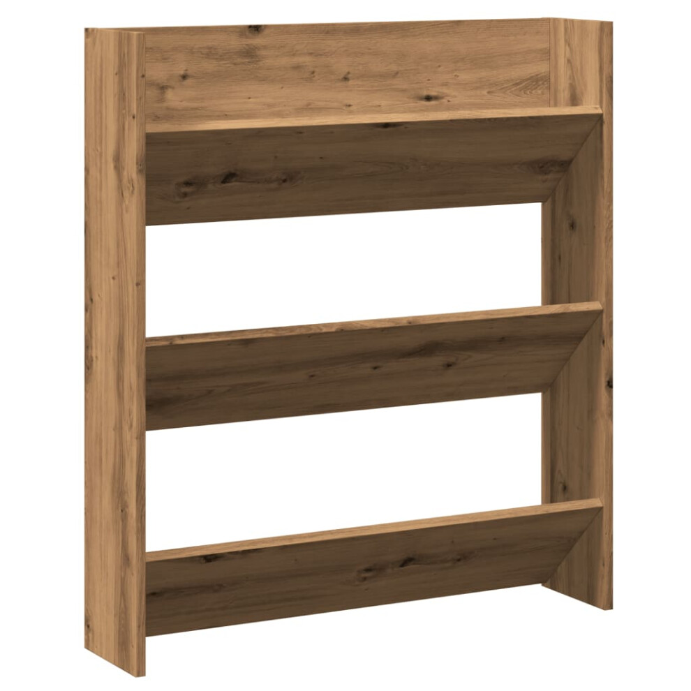 (artisan oak) vidaXL Wall Shoe Cabinet Shoe Rack Hall Shoe Storage Cupboard Engineered Wood