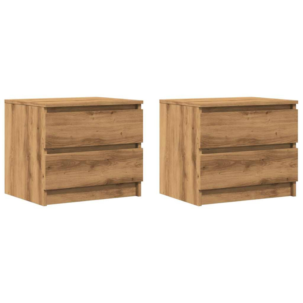 Vidaxl (Artisan Oak, 2 Pcs) Bed Cabinet Nightstand Side Table Storage Bed Table Engineered Wood
