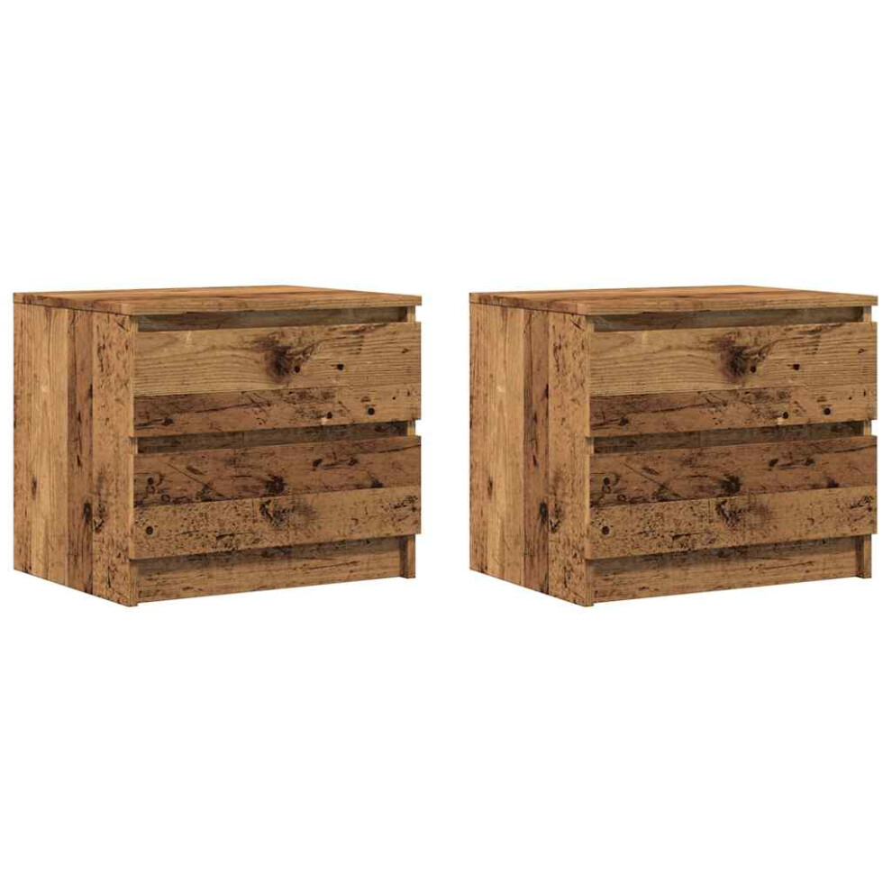 Vidaxl (Old Wood, 2 Pcs) Bed Cabinet Nightstand Side Table Storage Bed Table Engineered Wood