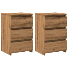 (artisan oak, 2 pcs) vidaXL Bed Cabinet Nightstand Side Table Storage Bed Table Engineered Wood