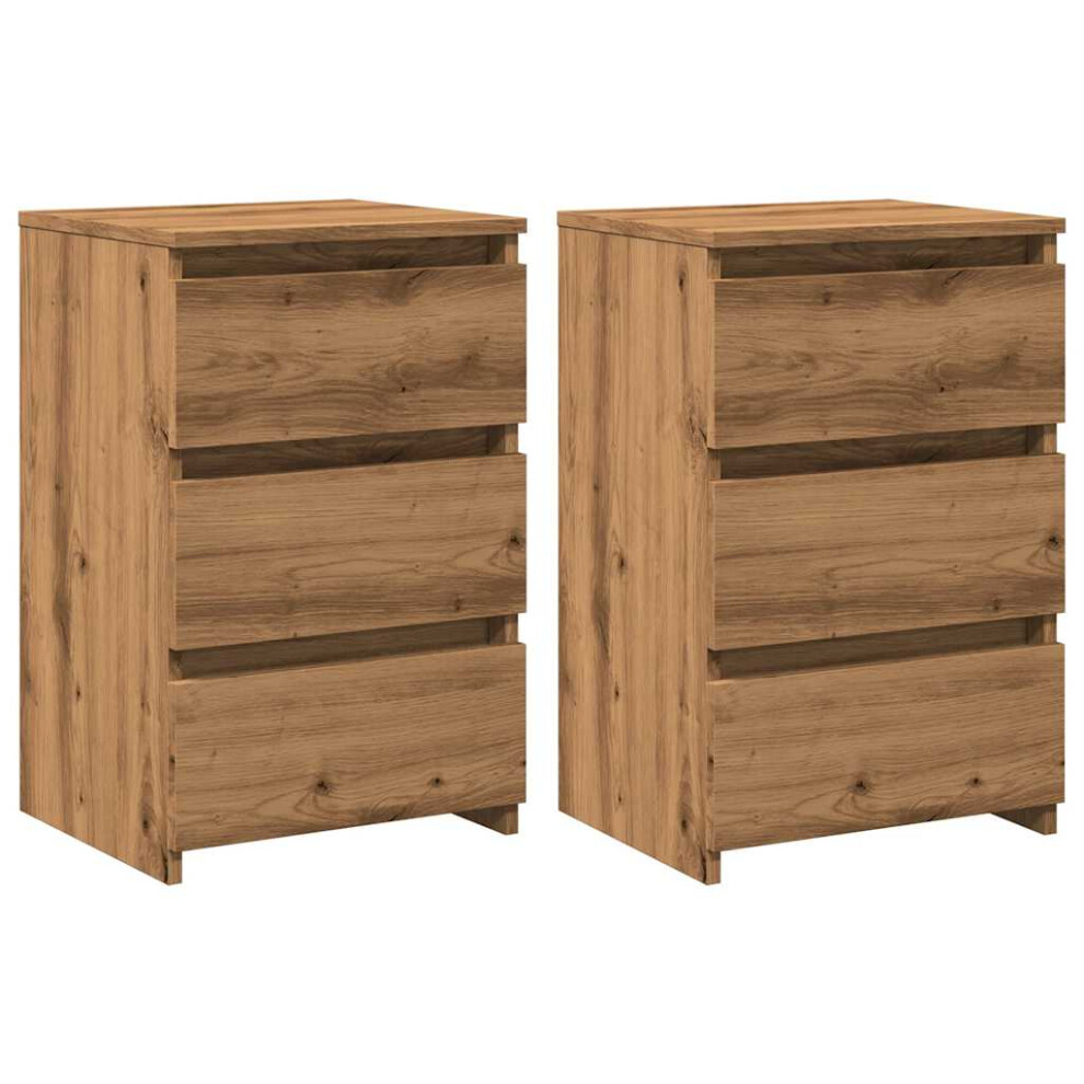 Vidaxl (Artisan Oak, 2 Pcs) Bed Cabinet Nightstand Side Table Storage Bed Table Engineered Wood
