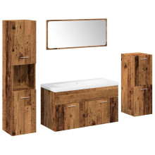 (old wood) vidaXL Bathroom Furniture Set Chipboard Wall Mirror Multi Sizes Multi Colors