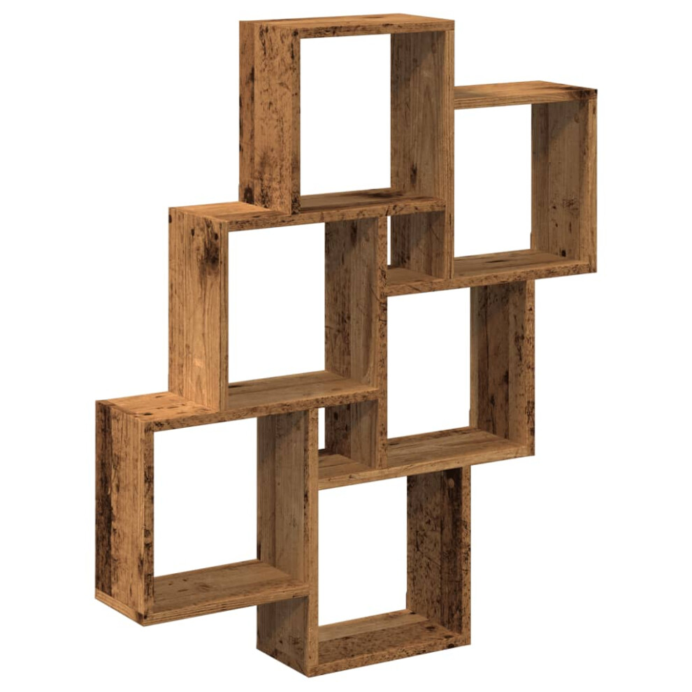 (old wood) vidaXL Wall Cube Shelf Hanging Wall-Mounted Floating Shelf Engineered Wood