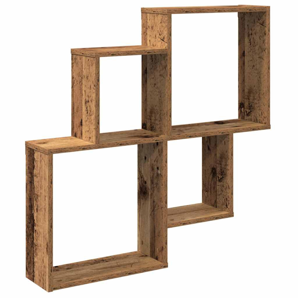 (old wood) vidaXL Wall Cube Shelf Hanging Wall-Mounted Floating Shelf Engineered Wood