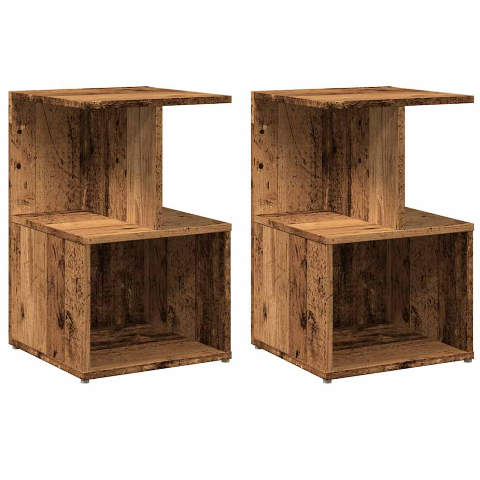 (old wood, 2 pcs) vidaXL 1/2x Bedside Cabinet Chipboard Home Telephone Stand Set Multi Colours