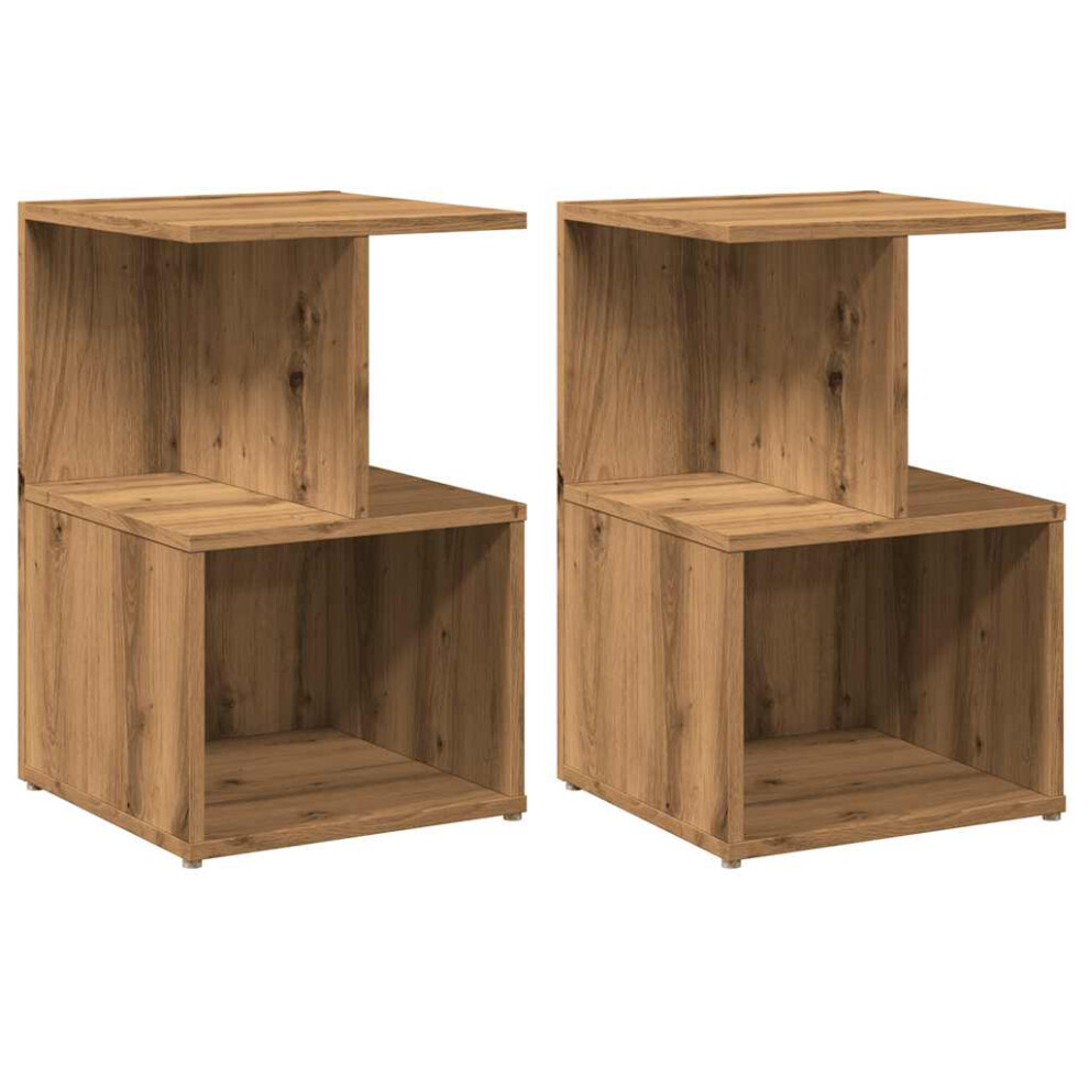 (artisan oak, 2 pcs) vidaXL 1/2x Bedside Cabinet Chipboard Home Telephone Stand Set Multi Colours