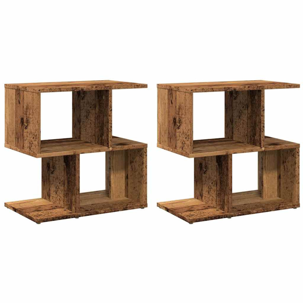 (old wood, 2 pcs) vidaXL 1/2x Bedside Cabinet Chipboard Home Telephone Stand Set Multi Colours