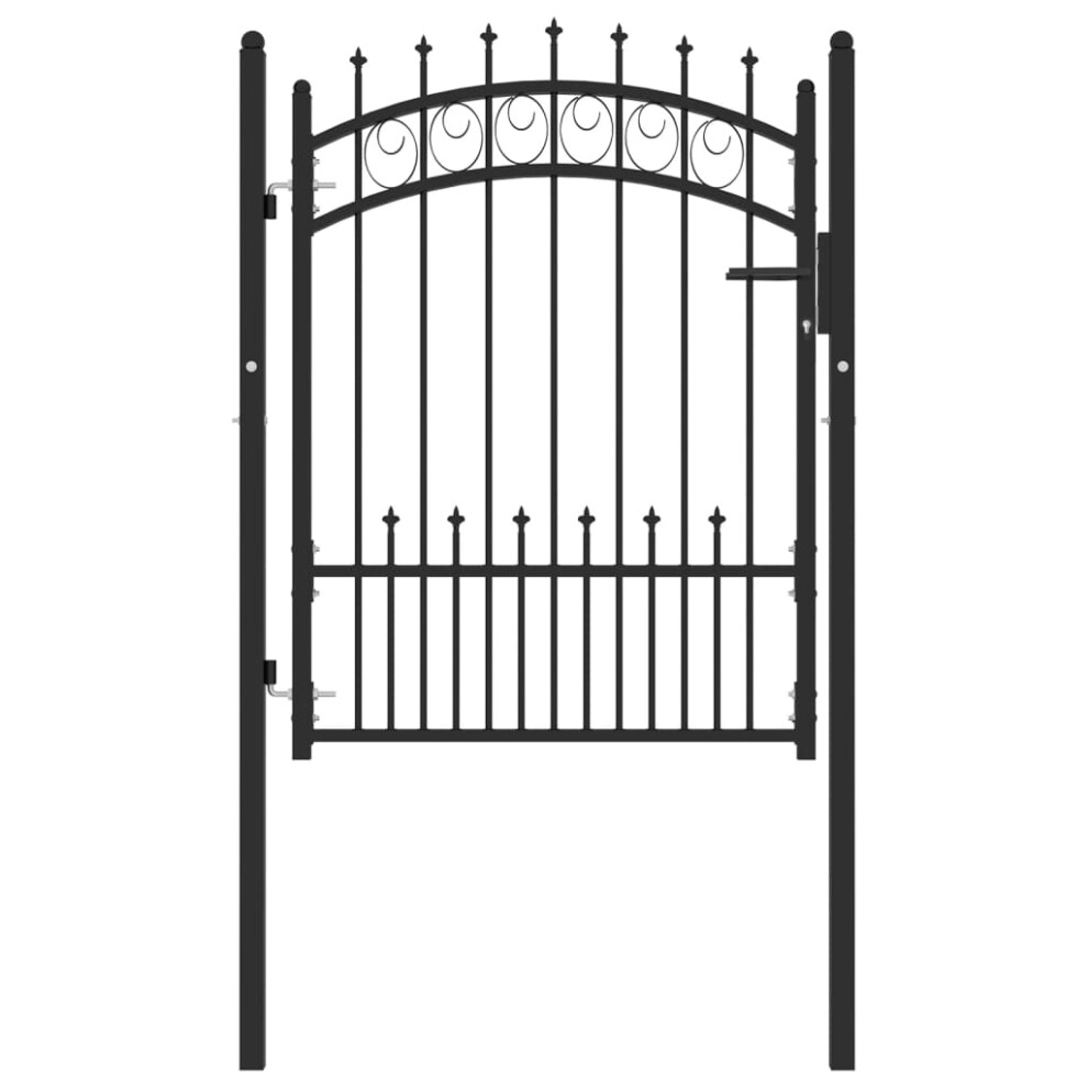 (Black, 100 X 125 Cm) Vidaxl Fence Gate With Spikes Steel Garden Barrier Green/Black Multi Sizes 8719883886138