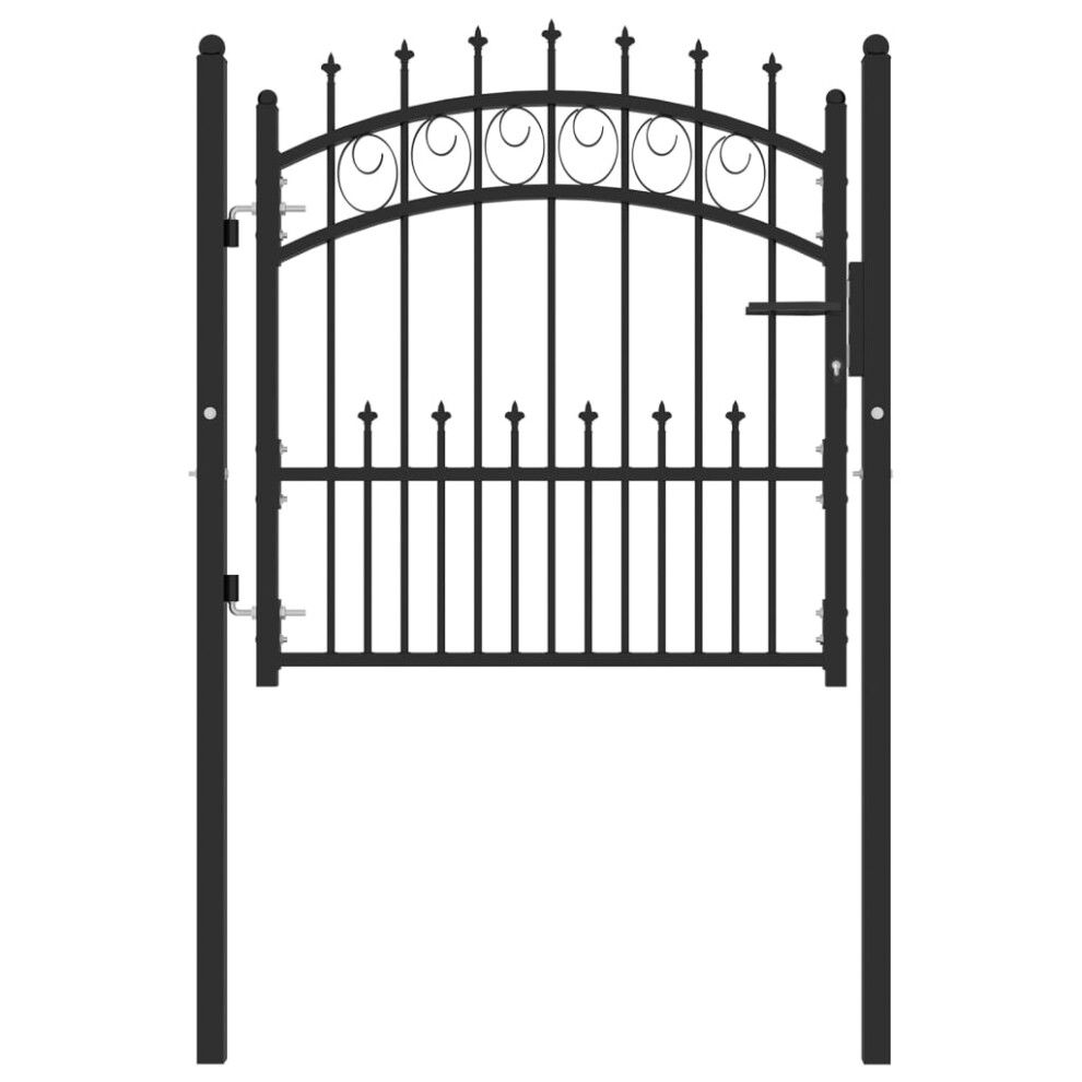 Vidaxl (Black, 100 X 100 Cm) Fence Gate With Spikes Steel Garden Barrier Green/Black Multi Sizes