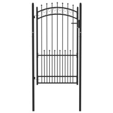(black, 100 x 175 cm) vidaXL Fence Gate with Spikes Steel Garden Barrier Green/Black Multi Sizes