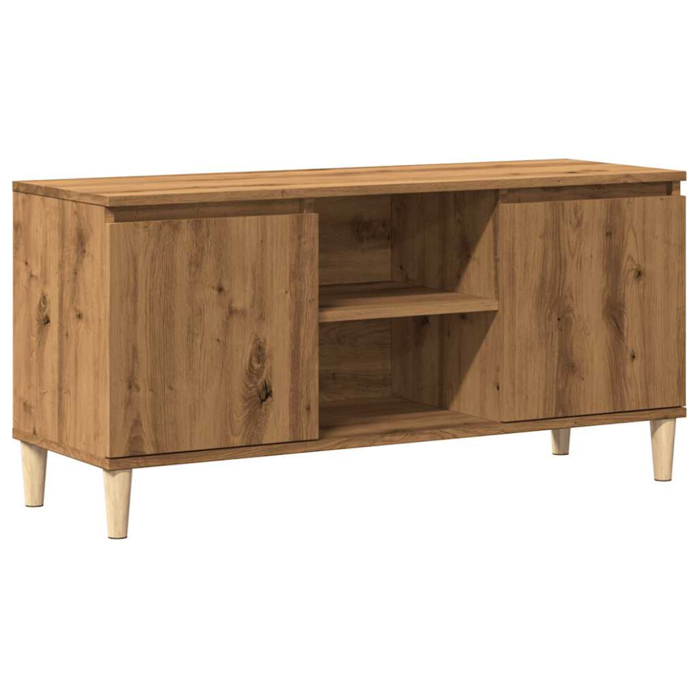 Vidaxl (Artisan Oak) Solid Wood Tv Cabinet & Legs Sideboard Tv Stand Unit Multi Colours