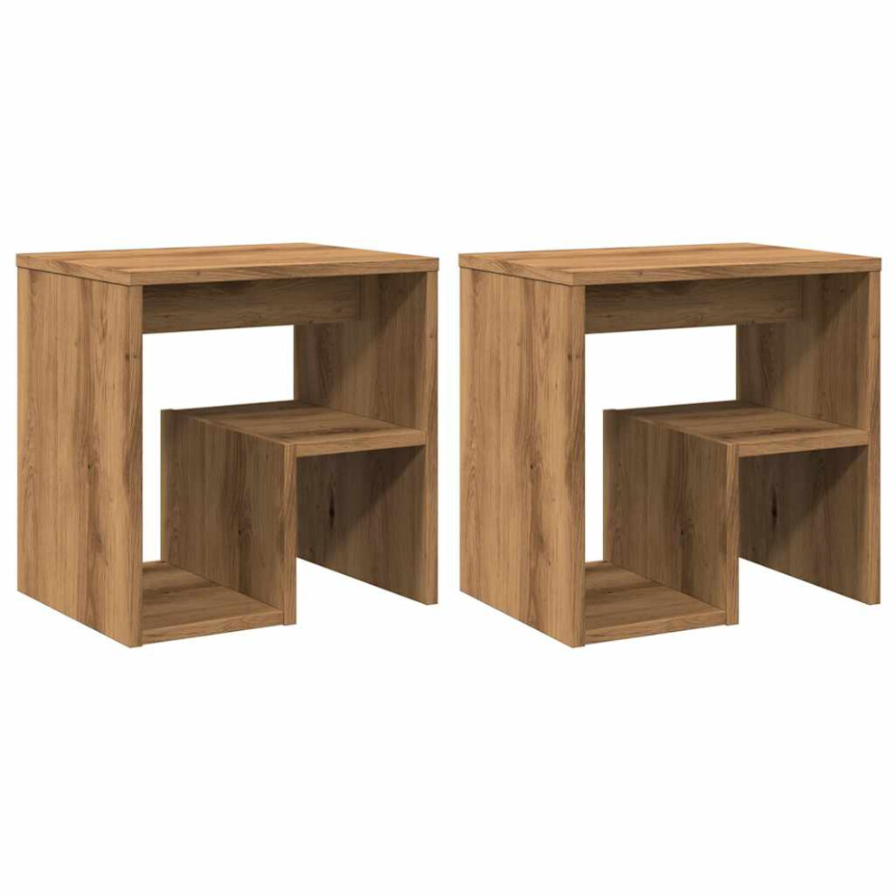 (artisan oak, 2 pcs) vidaXL Bed Cabinet Nightstand Side Table Storage Bed Table Engineered Wood