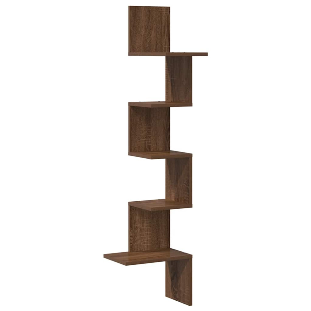 (brown oak) vidaXL Wall Corner Shelf Wall Rack Wall-mounted Storage Shelf Engineered Wood