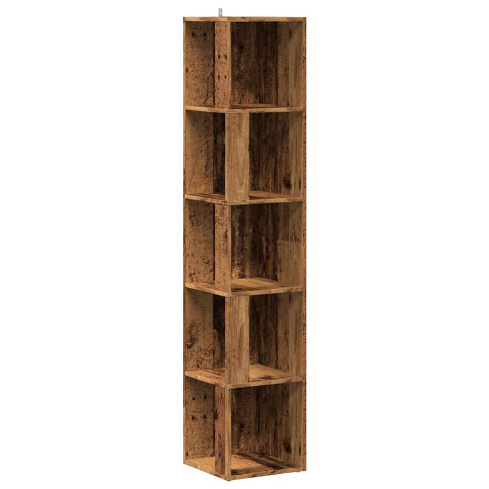 Vidaxl (Old Wood, 33 X 33 X 165 Cm) Corner Cabinet Rack Standing Shelf Storage Cabinet Engineered Wood