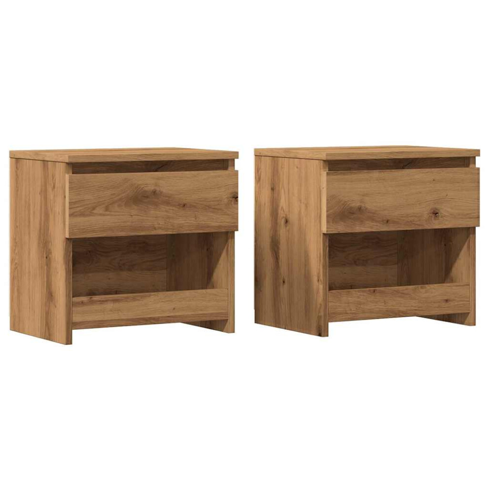 (artisan oak, 2 pcs) vidaXL 1/2x Bedside Cabinet Engineered Wood Nightstand Furniture Multi Colors