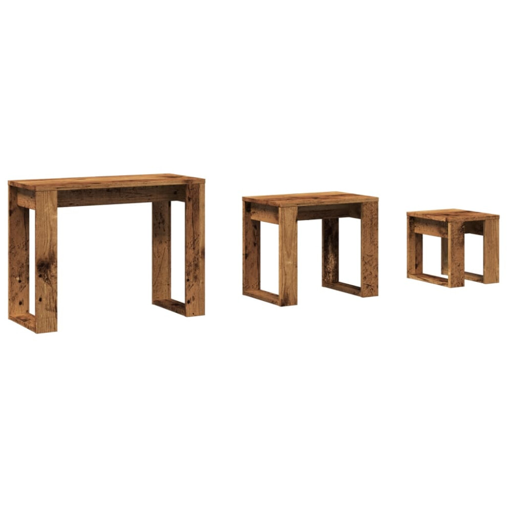 Vidaxl (Old Wood) Nesting Tables End Side Table Nest Of Table Set Engineered Wood 3 Pcs