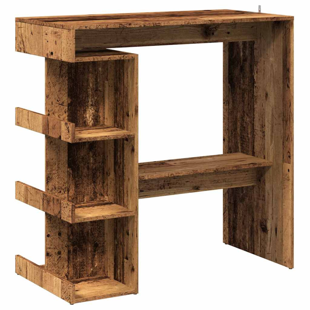 Vidaxl (Old Wood) Bar Table With Storage Rack Bar High Table Pub Table Engineered Wood