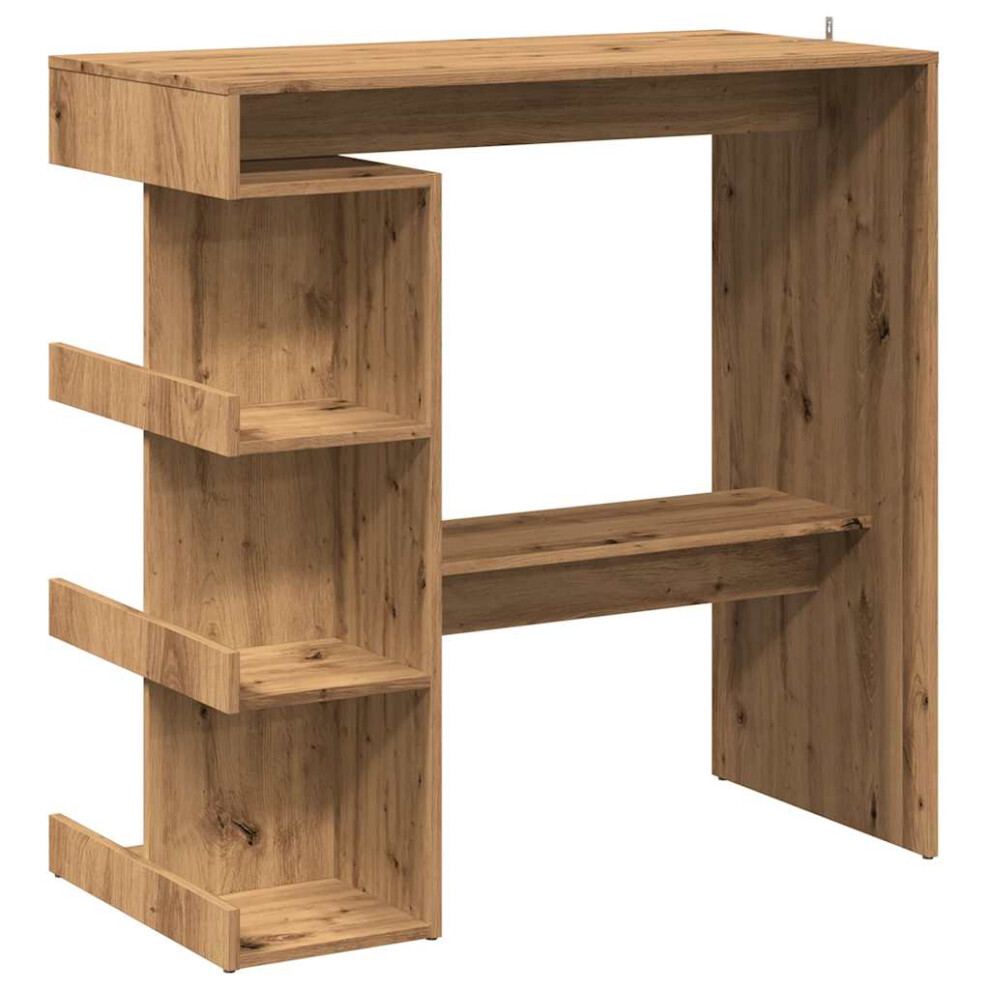 Vidaxl (Artisan Oak) Bar Table With Storage Rack Bar High Table Pub Table Engineered Wood