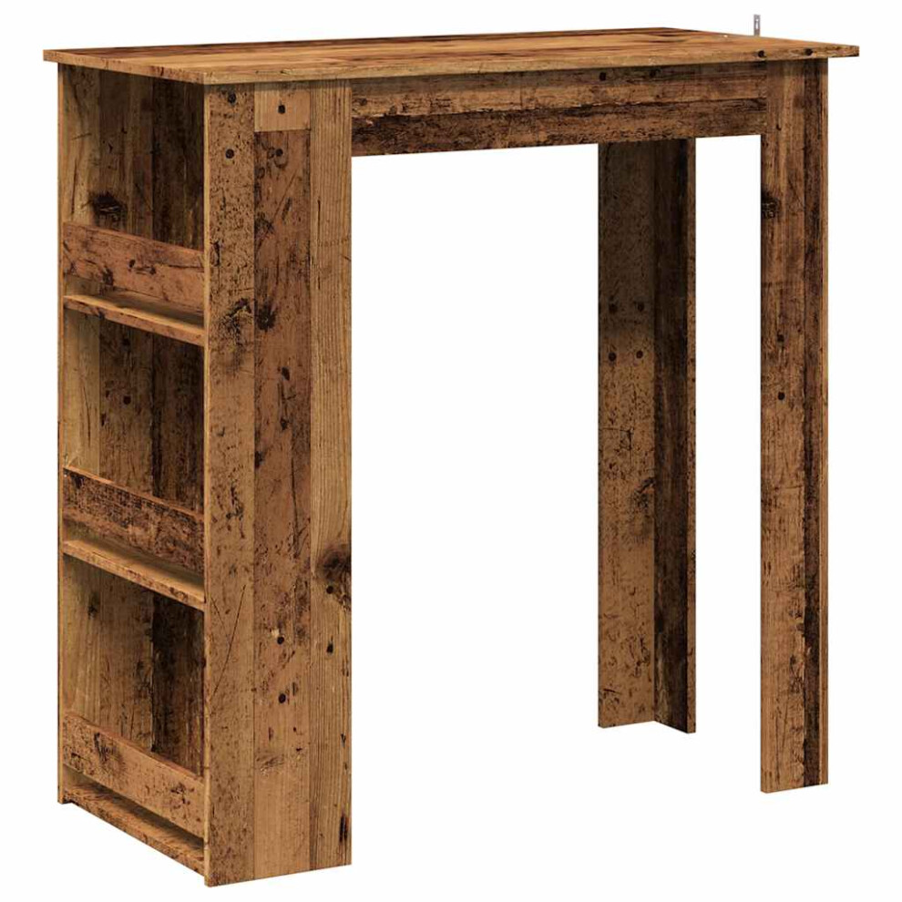 Vidaxl (Old Wood) Bar Table With Storage Rack Bar High Table Pub Table Engineered Wood