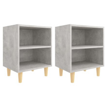 (concrete grey, 2 pcs) vidaXL 1/2x Bed Cabinet with Solid Wood Legs 40x30x50 cm Stand Multi Colors