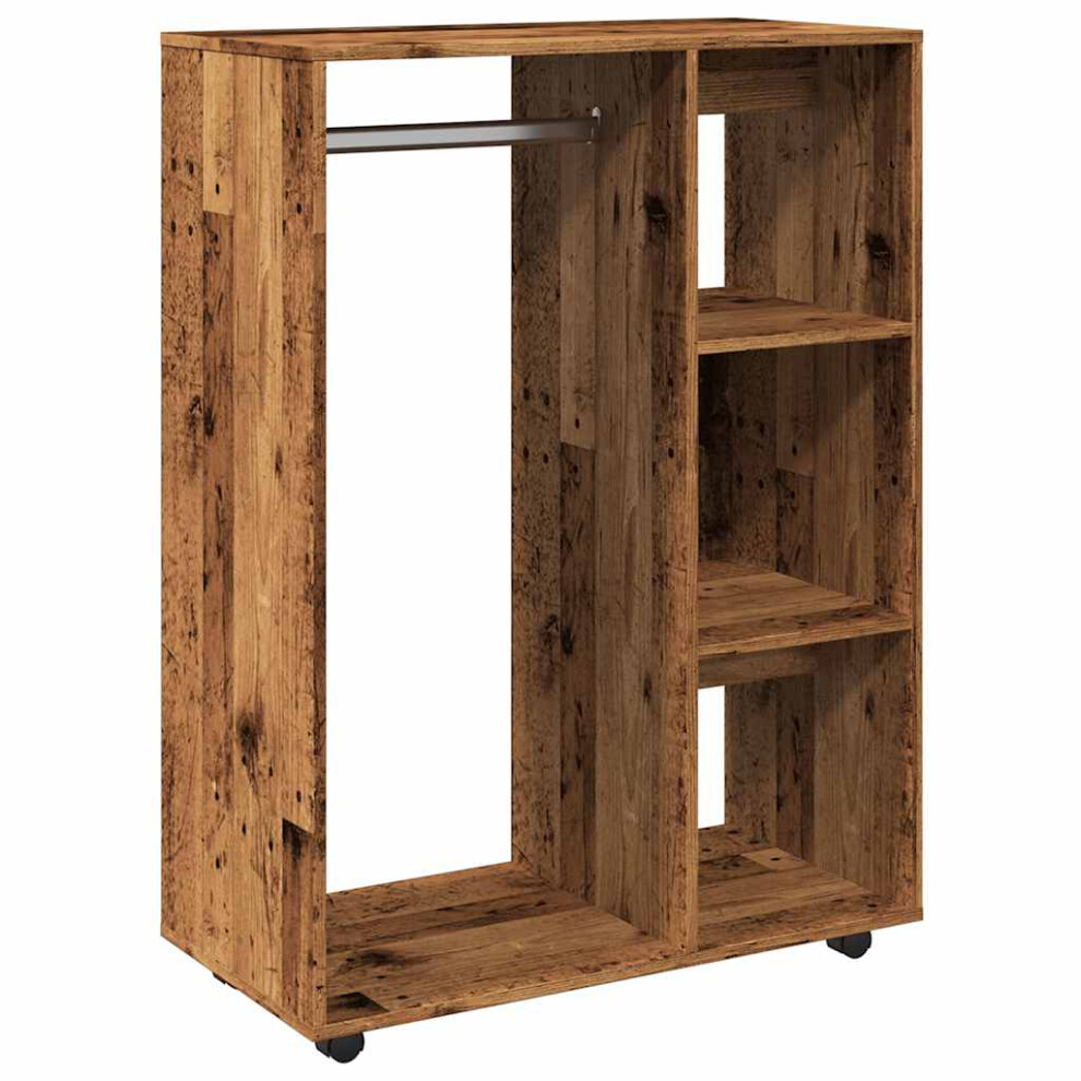 Vidaxl (Old Wood) Wardrobe Bedroom Rack Closet Clothes Storage Organiser Engineered Wood