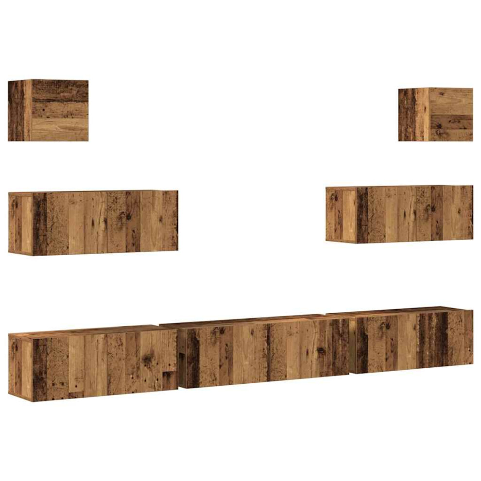 Vidaxl (Old Wood) Tv Cabinet Set 7 Piece Engineered Wood Media Tv Console Multi Colours