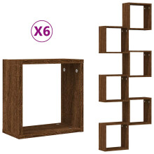 (brown oak, 6 pcs) vidaXL Wall Cube Shelves Floating Rack Storage Shelf Display Shelf Wall Shelf
