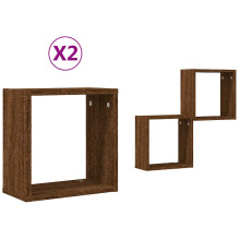 (brown oak, 2 pcs) vidaXL Wall Cube Shelves Floating Rack Storage Shelf Display Shelf Wall Shelf