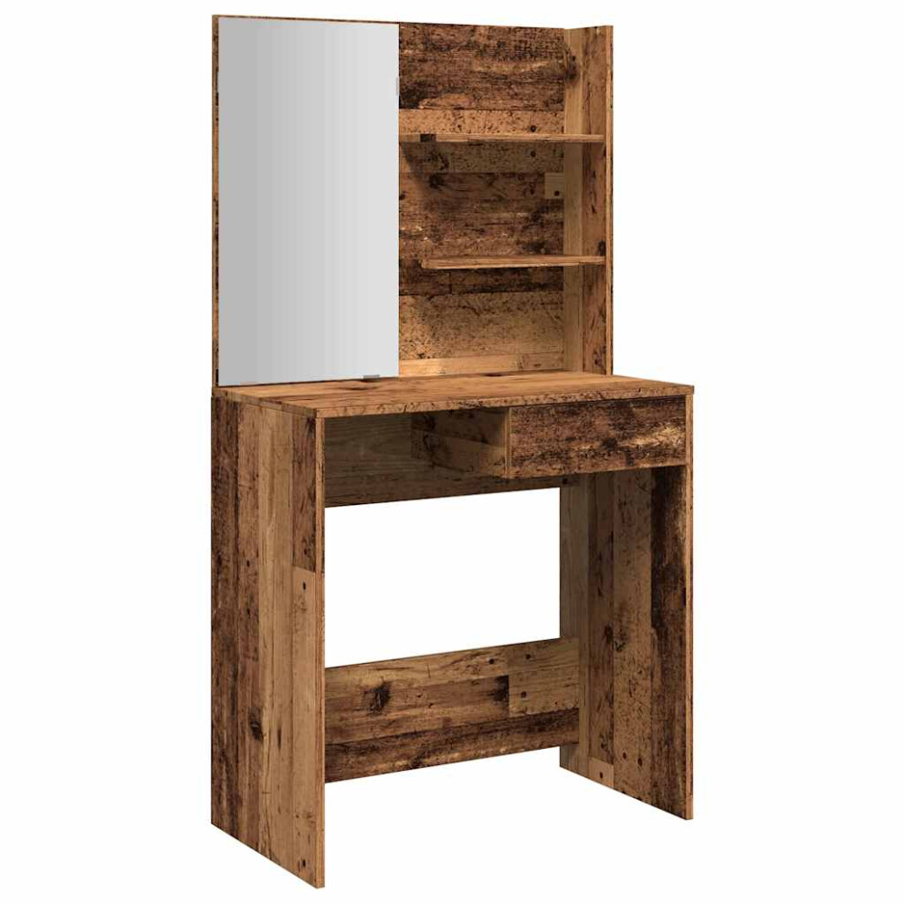 Vidaxl (Old Wood) Dressing Table With Mirror Bedroom Makeup Vanity Desk Cosmetic Table