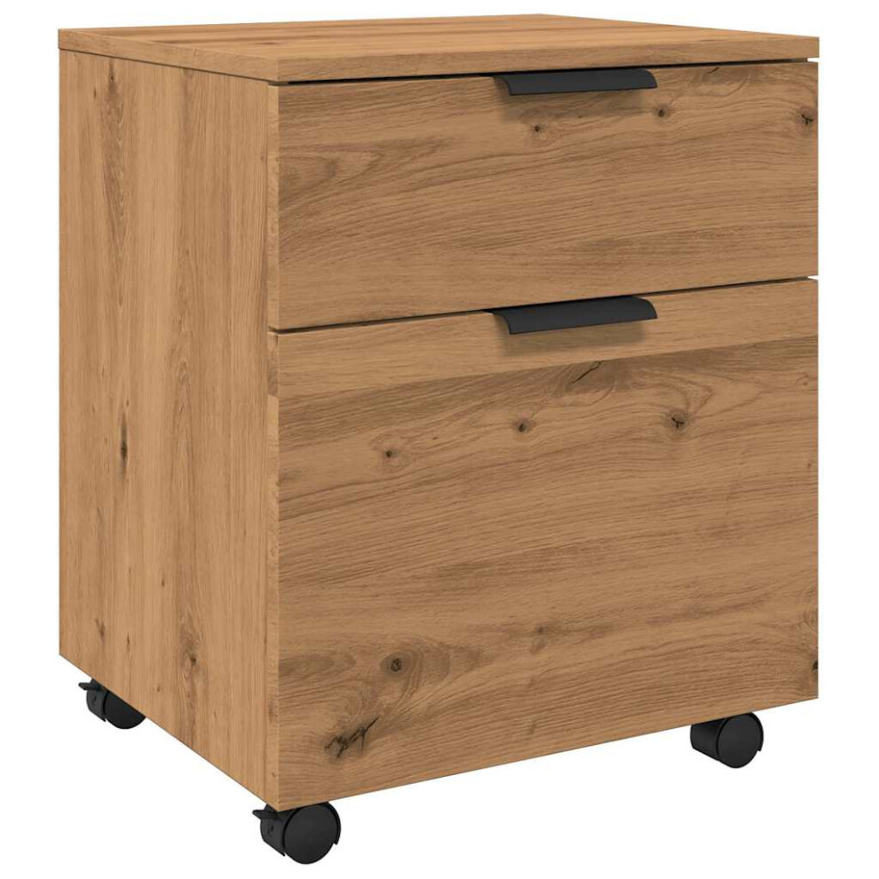 (artisan oak) vidaXL Mobile File Cabinet With Wheels Old Wood 45x38x54 Cm Engineered Wood