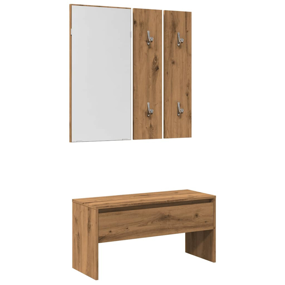 Vidaxl (Artisan Oak) Hallway Furniture Set Living Room Bench And Coat Rack Engineered Wood