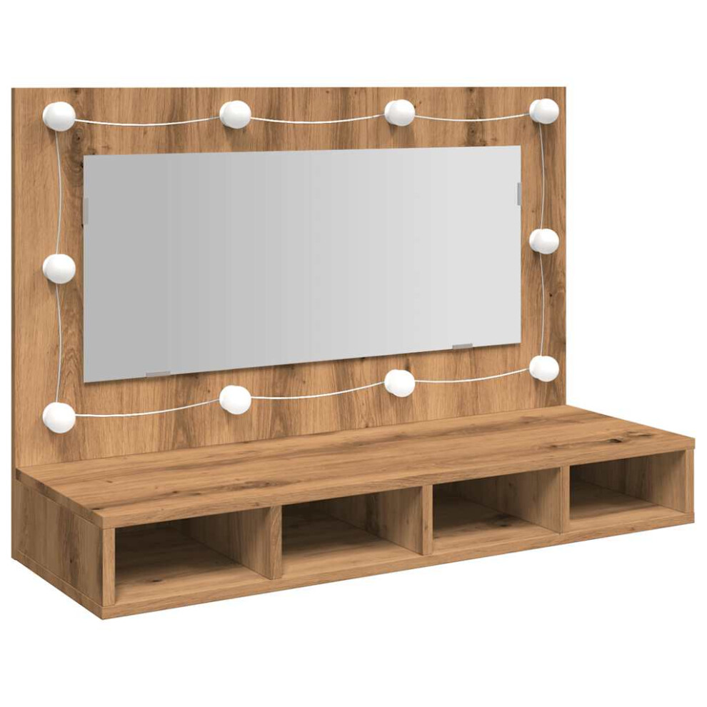 (artisan oak) vidaXL Mirror Cabinet with LED Washroom Storage Cabinet Bathroom Vanity Unit