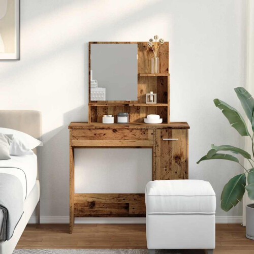 VidaXL (old wood) vidaXL Dressing Table Makeup Table Vanity Desk Cosmetic Table with Mirror 2