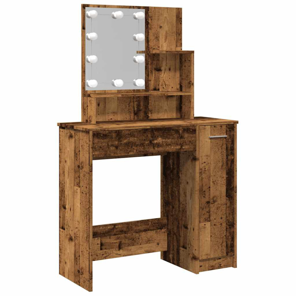 (old wood) vidaXL Dressing Table With LED Artisan Oak 86.5x35x136 Cm Vanity Table