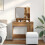 VidaXL (artisan oak) vidaXL Dressing Table Makeup Table Vanity Desk Cosmetic Table with Mirror 3