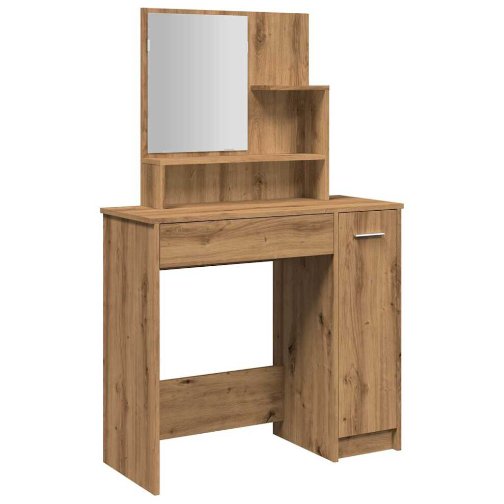 (artisan oak) vidaXL Dressing Table Makeup Table Vanity Desk Cosmetic Table With Mirror