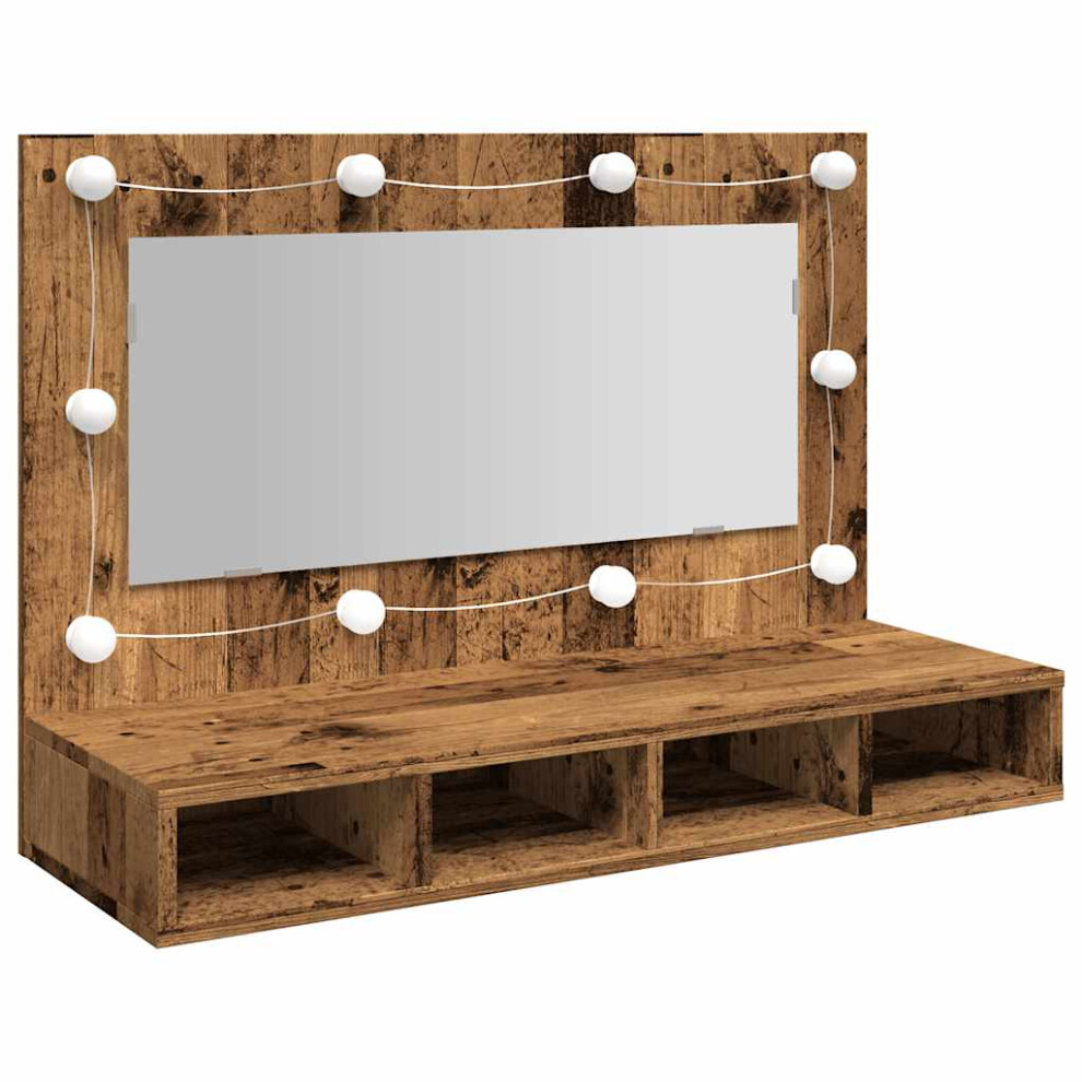 (old wood) vidaXL Mirror Cabinet with LED Washroom Storage Cabinet Bathroom Vanity Unit